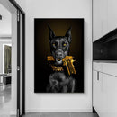 GobekUsa Black Doberman Dog Canvas Poster Art