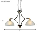 GobekUsa 2-Bulb Traditional Black Dome Dining Room Hanging Light with White Glass for Kitchen Island