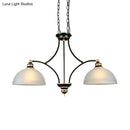 GobekUsa 2-Bulb Traditional Black Dome Dining Room Hanging Light with White Glass for Kitchen Island
