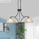 GobekUsa 2-Bulb Traditional Black Dome Dining Room Hanging Light with White Glass for Kitchen Island