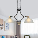 GobekUsa 2-Bulb Traditional Black Dome Dining Room Hanging Light with White Glass for Kitchen Island