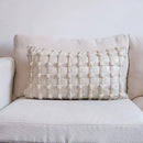 Black dot bubble quilted cushion cover bedroom pom pom decor by Decorbites