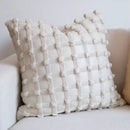 Black dot bubble quilted cushion cover bedroom pom pom decor by Decorbites