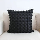 Black dot bubble quilted cushion cover bedroom pom pom decor by Decorbites