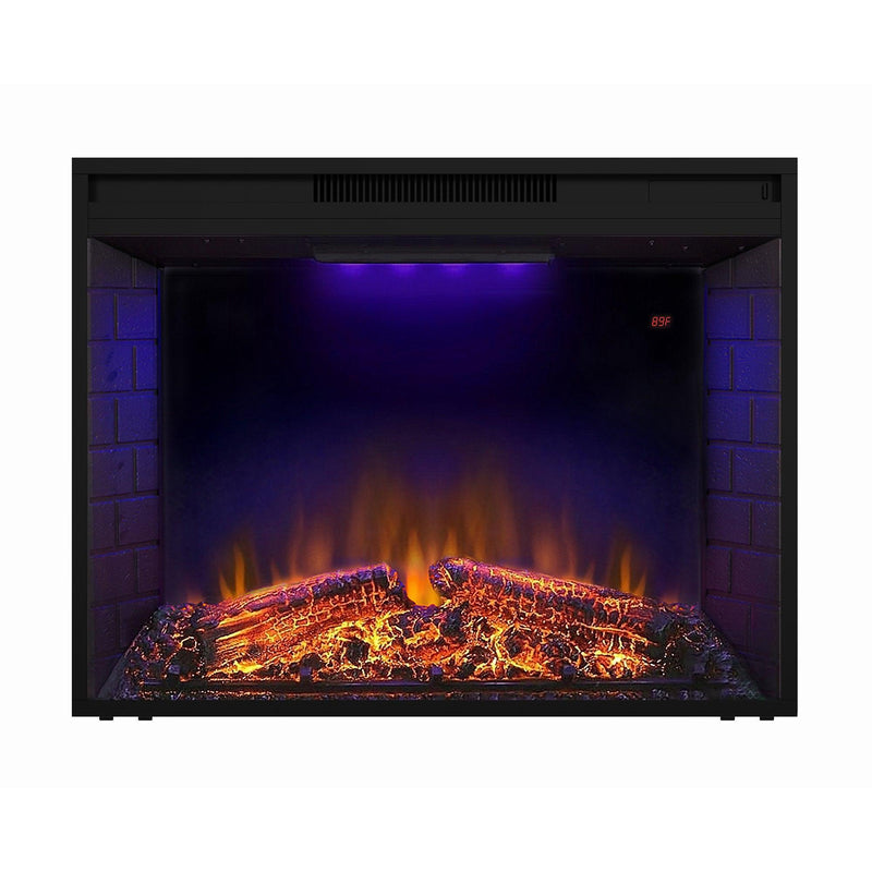 Black Electric Fireplace Heater Insert with Overheating Protection and Remote Control