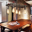 GobekUsa Black Finish Tubing Hanging Lamp: Antique Metal Dining Room Chandelier with Red Valve and 5-Bulb Lighting