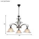 GobekUsa Black Frosted Glass Island Pendant Ceiling Light with Flared Design - 3 Bulbs for Living Rooms