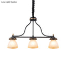 GobekUsa Black Glass Barrel Island Pendant Light - Classic 3-Light Dining Room Hanging Fixture