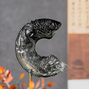 GobekUsa Crescent Moon Resin Relief Ornament Gradient Jade Pendant