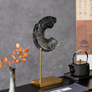 GobekUsa Crescent Moon Resin Relief Ornament Gradient Jade Pendant
