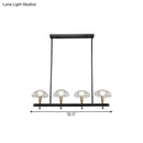 GobekUsa Black Glass Island Pendant Light with 4/6 Clear Mushroom Shades - Ideal for Restaurants