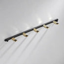 GobekUsa Brass 5-Hook Robe Rack in Black Gold for Wall Mount Towel & Clothes Storage