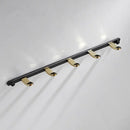 GobekUsa Brass 5-Hook Robe Rack in Black Gold for Wall Mount Towel & Clothes Storage