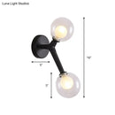 GobekUsa Black/Gold Nordic Bubble Wall Sconce Lamp with Clear Glass - 2 Lights, Bedroom Lighting