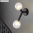 GobekUsa Black/Gold Nordic Bubble Wall Sconce Lamp with Clear Glass - 2 Lights, Bedroom Lighting