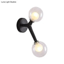 GobekUsa Black/Gold Nordic Bubble Wall Sconce Lamp with Clear Glass - 2 Lights, Bedroom Lighting