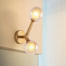 GobekUsa Black/Gold Nordic Bubble Wall Sconce Lamp with Clear Glass - 2 Lights, Bedroom Lighting