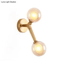 GobekUsa Black/Gold Nordic Bubble Wall Sconce Lamp with Clear Glass - 2 Lights, Bedroom Lighting