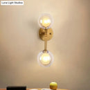 GobekUsa Black/Gold Nordic Bubble Wall Sconce Lamp with Clear Glass - 2 Lights, Bedroom Lighting