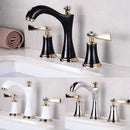 GobekUsa Black & Gold Brass Bathroom Sink Faucets Double Handle Waterfall Faucet