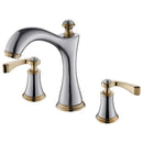 GobekUsa Black & Gold Brass Bathroom Sink Faucets Double Handle Waterfall Faucet