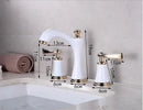 GobekUsa Black & Gold Brass Bathroom Sink Faucets Double Handle Waterfall Faucet