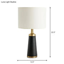 GobekUsa Drum Bedside Lamp - Fabric Shade, Simplicity Design, 1-Light Table Light in White