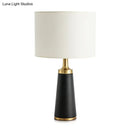GobekUsa Drum Bedside Lamp - Fabric Shade, Simplicity Design, 1-Light Table Light in White