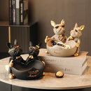 GobekUsa French Bulldog Butler Statue, Resin Animal Sculpture, Home & Office Decor Gift