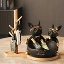 GobekUsa French Bulldog Butler Statue, Resin Animal Sculpture, Home & Office Decor Gift