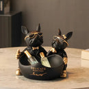 GobekUsa French Bulldog Butler Statue, Resin Animal Sculpture, Home & Office Decor Gift
