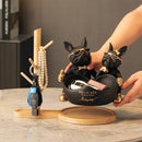 GobekUsa French Bulldog Butler Statue, Resin Animal Sculpture, Home & Office Decor Gift