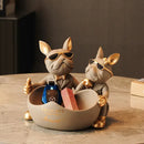 GobekUsa French Bulldog Butler Statue, Resin Animal Sculpture, Home & Office Decor Gift