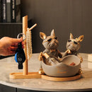 GobekUsa French Bulldog Butler Statue, Resin Animal Sculpture, Home & Office Decor Gift