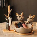 GobekUsa French Bulldog Butler Statue, Resin Animal Sculpture, Home & Office Decor Gift