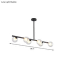 GobekUsa Black/Gold Metallic Hanging Chandelier - Clear Glass Ball Island Light for Dining Table with 6 Modern Lights