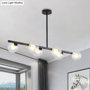 GobekUsa Black/Gold Metallic Hanging Chandelier - Clear Glass Ball Island Light for Dining Table with 6 Modern Lights