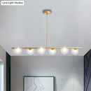 GobekUsa Black/Gold Metallic Hanging Chandelier - Clear Glass Ball Island Light for Dining Table with 6 Modern Lights