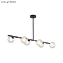 GobekUsa Black/Gold Metallic Hanging Chandelier - Clear Glass Ball Island Light for Dining Table with 6 Modern Lights