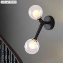 GobekUsa Black/Gold Nordic Bubble Wall Sconce Lamp with Clear Glass - 2 Lights, Bedroom Lighting