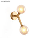 GobekUsa Black/Gold Nordic Bubble Wall Sconce Lamp with Clear Glass - 2 Lights, Bedroom Lighting