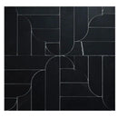Black Honed Desing Bm 104 Waterjet Marble Mosaics 12x12