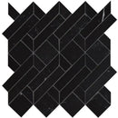 Black Honed Stucco Marble Waterjet Mosaics 4x7 1/2