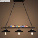 GobekUsa Black Industrial Metal Linear Island Light with 3-Light Suspension, Shade, and Billiard Balls
