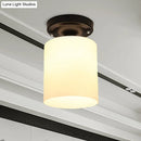 GobekUsa Black Industrial Milky Glass Ceiling Mount Semi Flush Light for Corridor