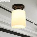 GobekUsa Black Industrial Milky Glass Ceiling Mount Semi Flush Light for Corridor