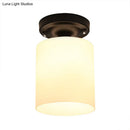 GobekUsa Black Industrial Milky Glass Ceiling Mount Semi Flush Light for Corridor