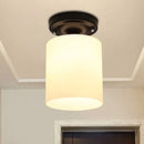 GobekUsa Black Industrial Milky Glass Ceiling Mount Semi Flush Light for Corridor