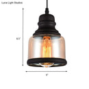 GobekUsa Black Industrial Cylinder Pendant Lighting - Clear Glass Hanging Light for Living Room