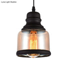 GobekUsa Black Industrial Cylinder Pendant Lighting - Clear Glass Hanging Light for Living Room